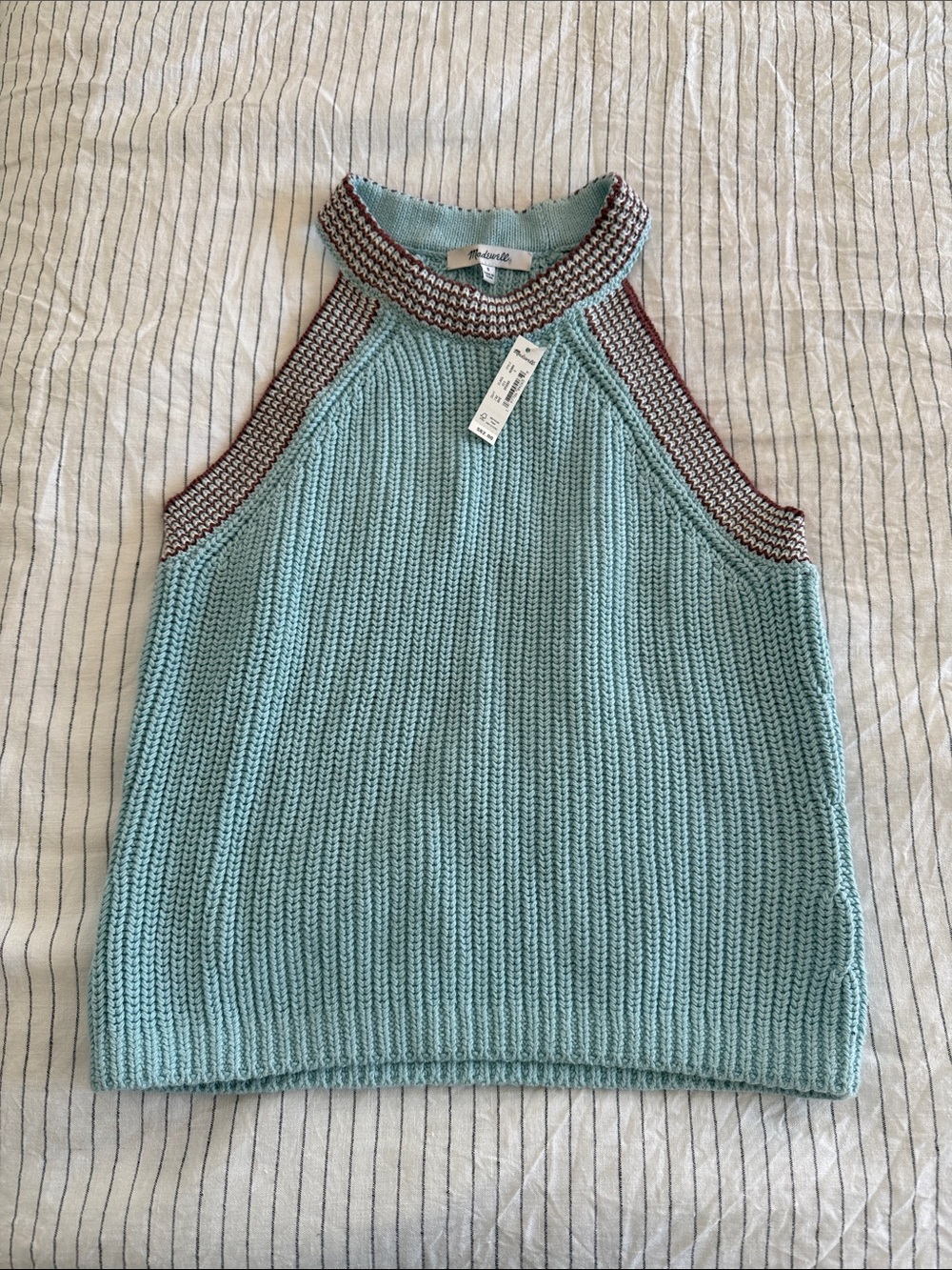 NWT! Madewell Aqua Knit Halter Tank with Contrasting Trim